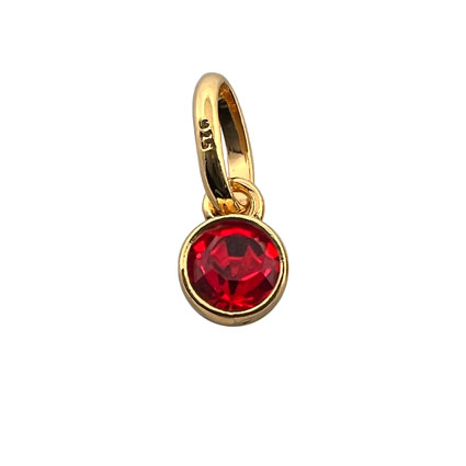 4mm Birthstone Bezel Charm STS 24k GOLD plated-Ruby/July