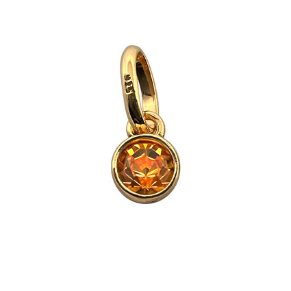 4mm Birthstone Bezel Charm STS 24k GOLD plate-Topaz/November