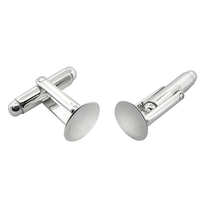 10mm Flat Pad Cufflink Sterling Silver