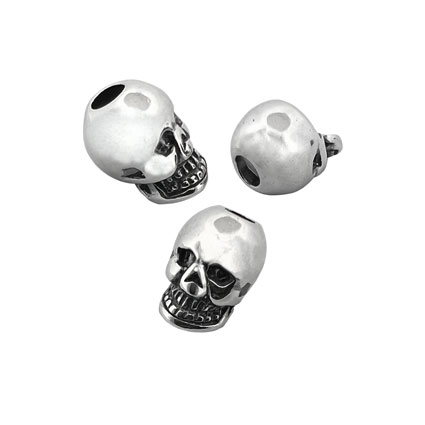 7.5mm Skull Bead w/2.75mm Vert Hole Sterling Silver