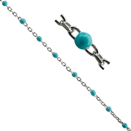 DC Cable Chain w/Turquoise Enamel Sterling Silver