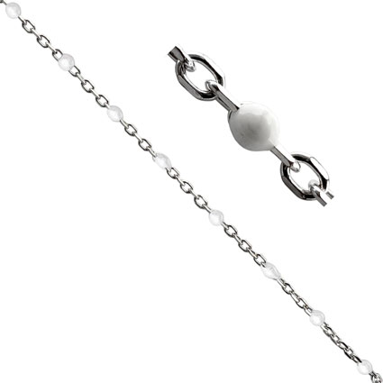 DC Cable Chain w/White Enamel Sterling Silver