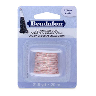 Cotton Tassel Cord: Metallic Silver on Pink - 20m