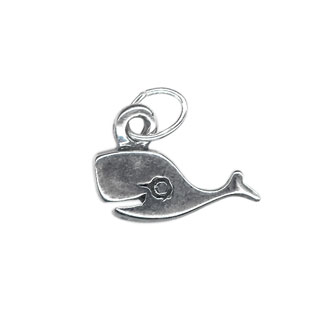 11mm Whale Charm Antq Sterling Silver