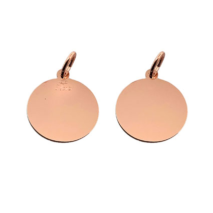 16mm Round Plain Pendant Sterling Silver Rose Gold Plated