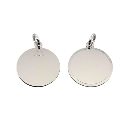 16mm Mirror Round Blank Pendant Sterling Silver