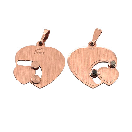 18mm Heart Sliding Stones Pendant St Silver Rose Gold Plated