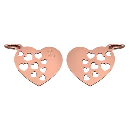 17mm Multi Heart Pendant St Silver Rose Gold Plated