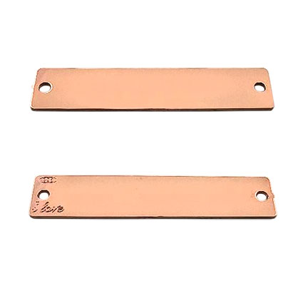 30x6mm Bracelet Plate Sterling Silver Rose Gold Plated