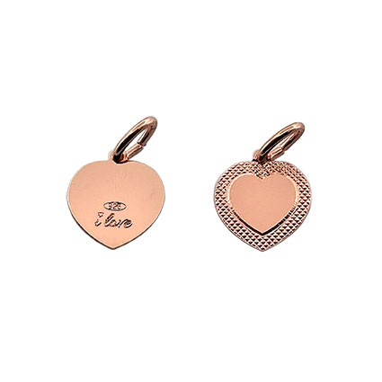 10mm Heart Tag Pendant St Silver Rose Gold Plated