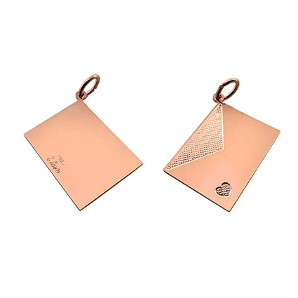 20x15mm Envelope Pendant St Silver Rose Gold Plated