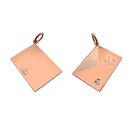 20x15mm 18 Envelope Pendant St Silver Rose Gold Plated