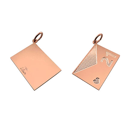 20x15mm 21 Envelope Pendant St Silver Rose Gold Plated