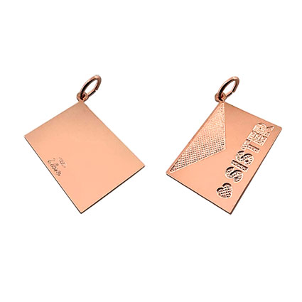 20x15mm Sister Envelope Pendant St Silver Rose Gold Plated