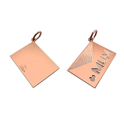 20x15mm Sister Envelope Pendant St Silver Rose Gold Plated