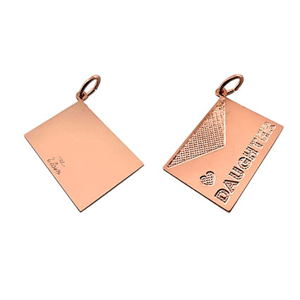 20x15mm Daughter Envelope Pendant St Silver Rose Gold Plated