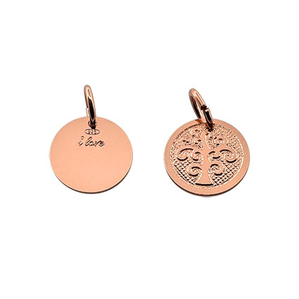 12mm Tree of Life Pendant St Silver Rose Gold Plated