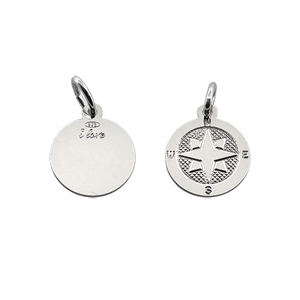 12mm Compass Pendant Sterling Silver