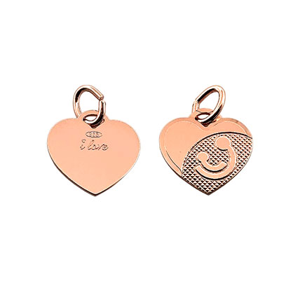 12mm Mother Child Heart Pendant St Silver Rose Gold Plated