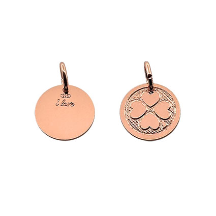 12mm Clover Pendant St Silver Rose Gold Plated