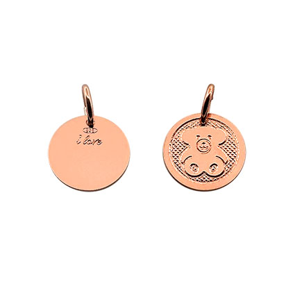 12mm Bear Pendant St Silver Rose Gold Plated