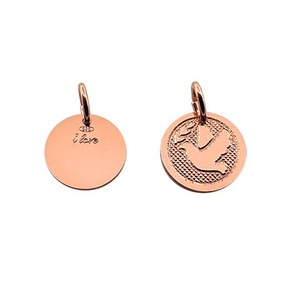 12mm Dove Pendant Sterling Silver Rose Gold Plated