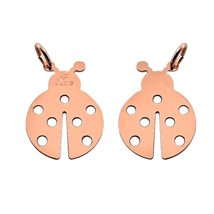 15mm Ladybird Pendant St Silver Rose Gold Plated