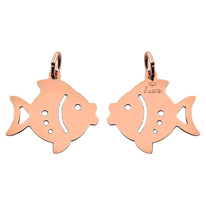 20mm Fish Sterling Silver Rose Gold Plated