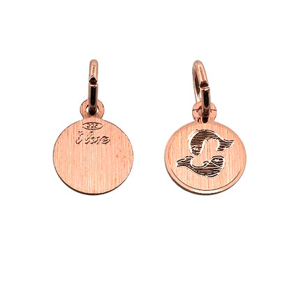 9mm Zodiac Pendant Pisces St Silver Rose Gold Plated