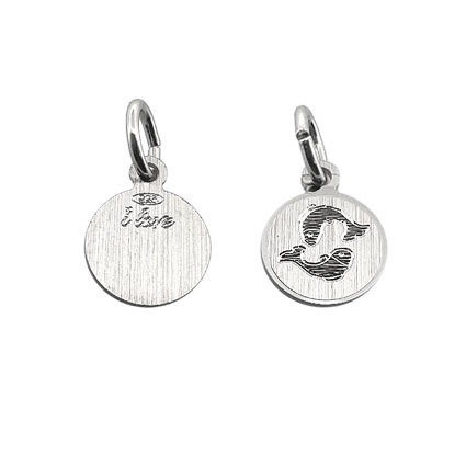 9mm Zodiac Pendant Pisces St Silver