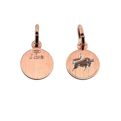 9mm Zodiac Pendant Taurus St Silver Rose Gold Plated