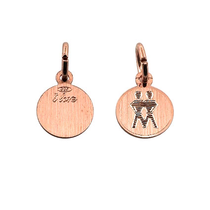 9mm Zodiac Penant Gemini St Silver Rose Gold Plated