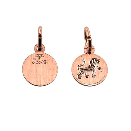 9mm Zodiac Penant Leo St Silver Rose Gold Plated