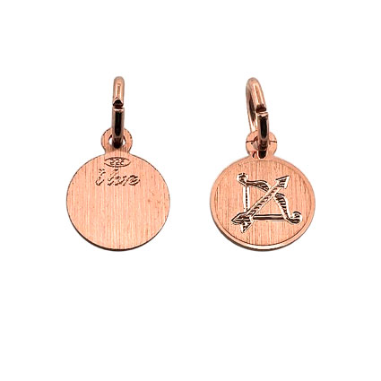 9mm Zodiac Penant Sagittarius St Silver Rose Gold Plated