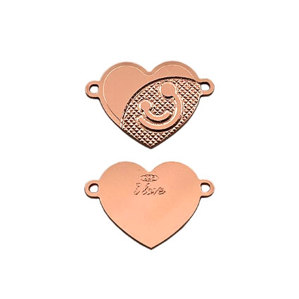 16mm Heart Mother Child Link St Silver Rose Gold Plated