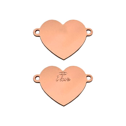 14mm Plain Heart Link St Silver Rose Gold Plated