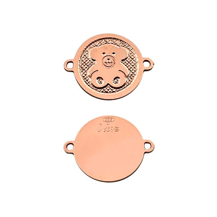 12mmTeddy Bear Link St Silver Rose Gold Plated