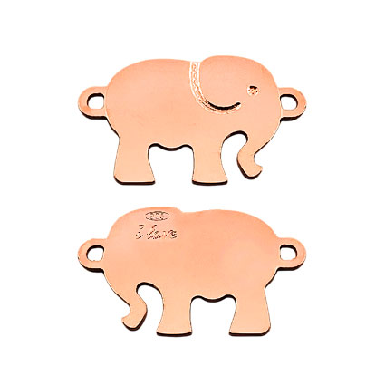 20mm Elephant Shaped Link St Silver Rose Gold Plated