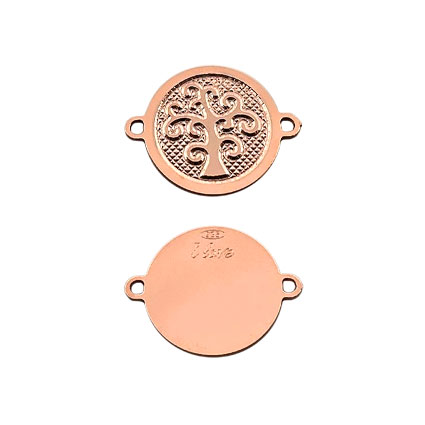 12mm Tree of Life Link Sterling Silver Rose Gold Plated