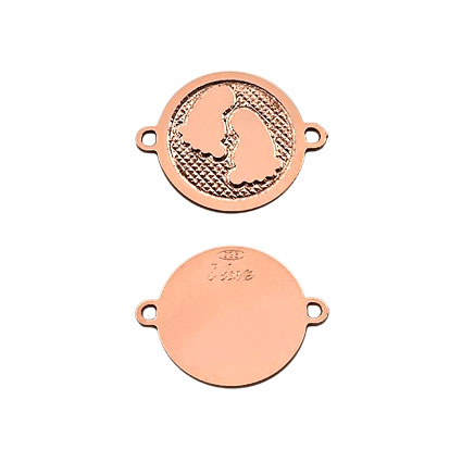 12mm Baby Feet Link Sterling Silver Rose Gold Plated