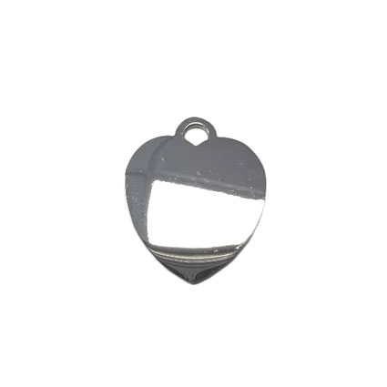 16.2mm Flat Heart Charm Blank Stainless Steel